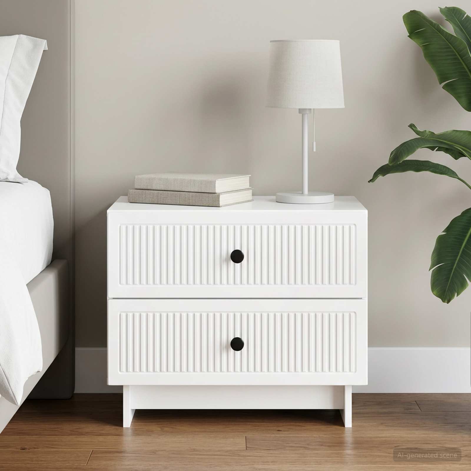 Armadio da Notte con cassetto Bianco Lucido 62 x 34,5 x 47,5 cm | homemem39