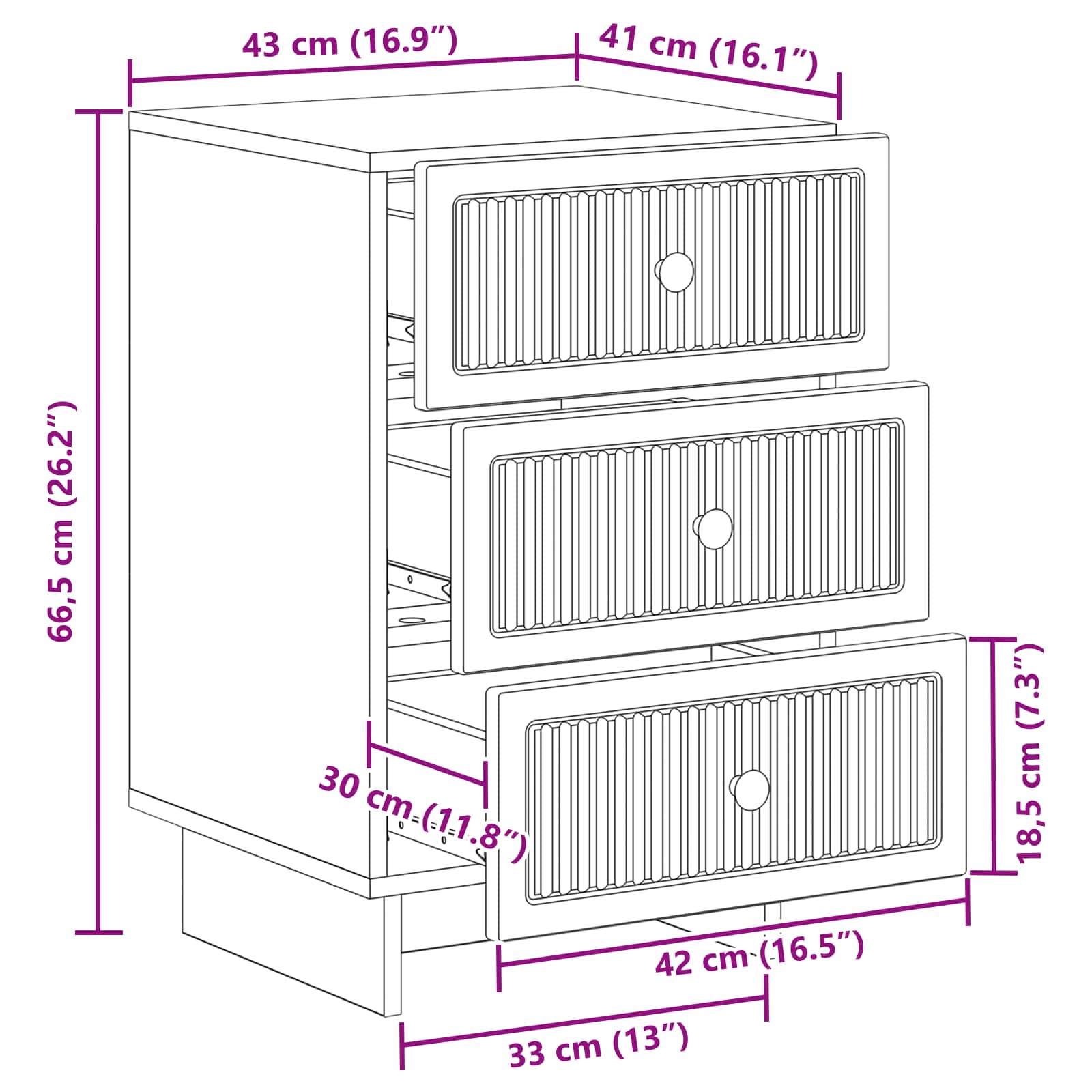 Armadio da Notte Nero 43 x 41 x 66,5 cm Legno ingegnerizzato | homemem39