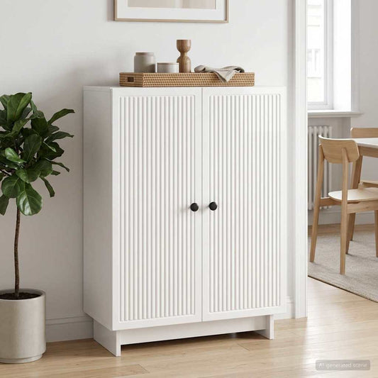 Credenza Bianco Lucido 66 x 34,5 x 90 cm Legno ingegnerizzato