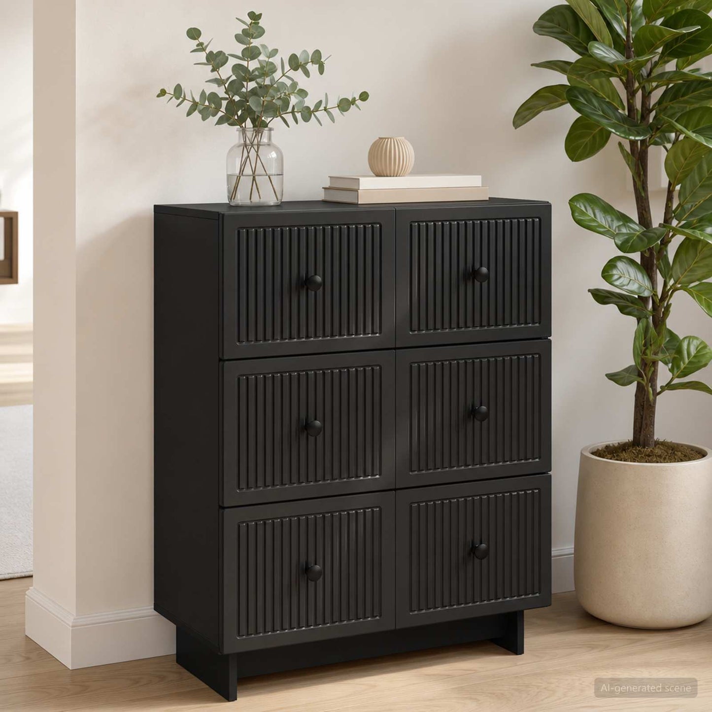 Mobile con Cassetti Nero 66 x 34,5 x 90 cm Legno ingegnerizzato