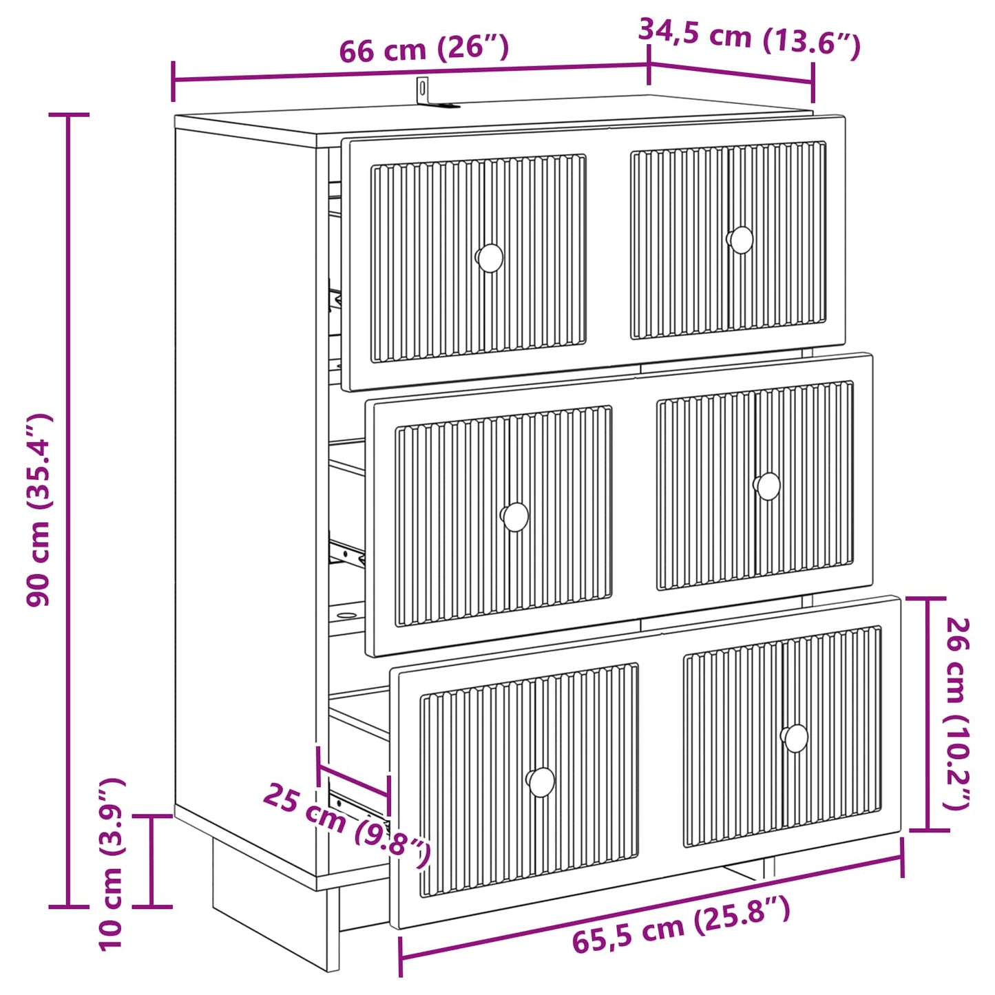Mobile con Cassetti Rovere Fumo 66 x 34,5 x 90 cm | homemem39