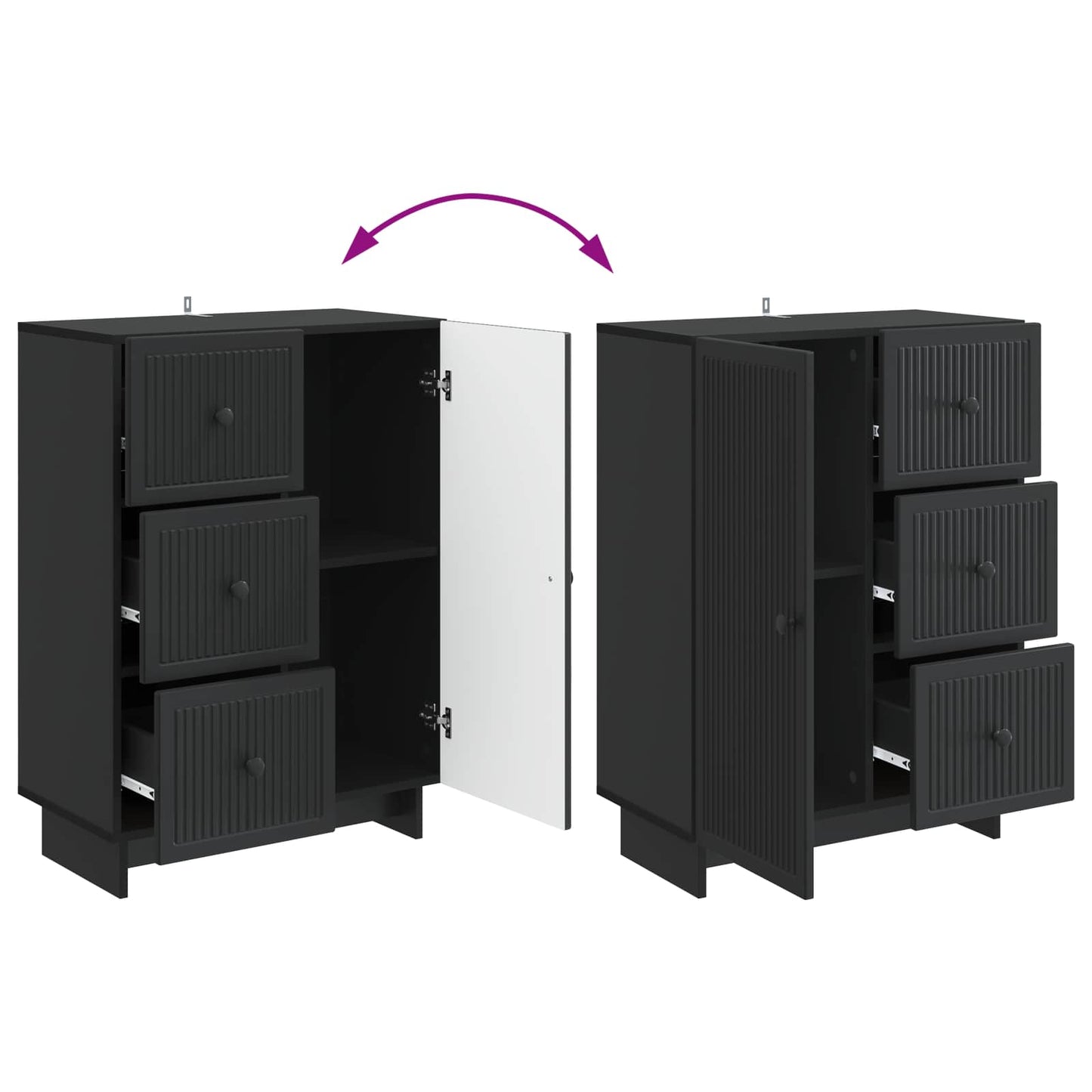 Credenza Nero 66 x 34,5 x 90 cm Legno ingegnerizzato | homemem39