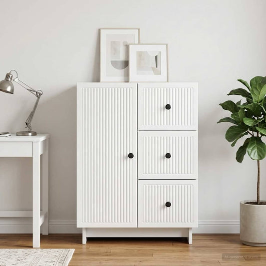 Credenza Bianco Lucido 66 x 34,5 x 90 cm Legno ingegnerizzato