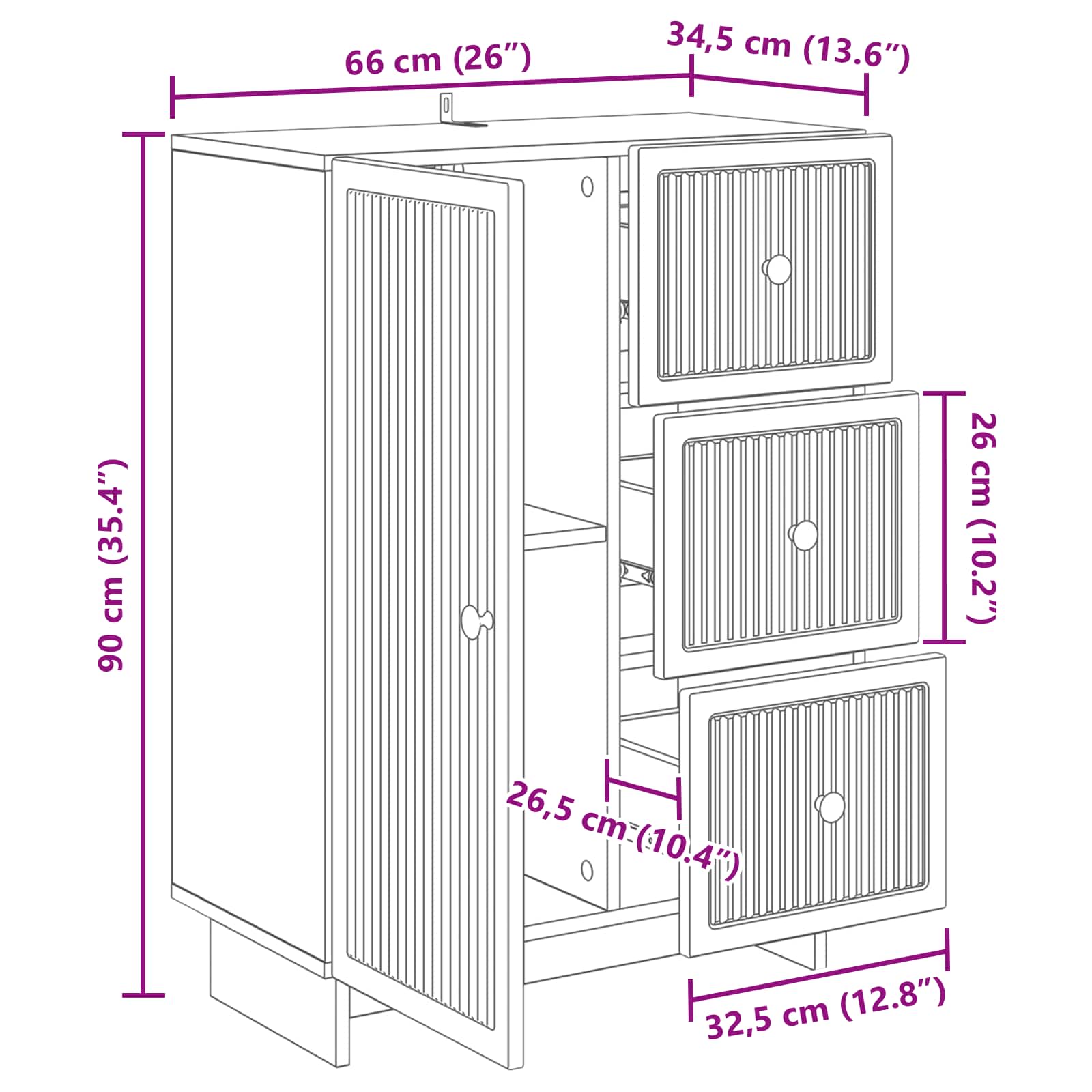 Credenza Rovere Fumo 66 x 34,5 x 90 cm Legno ingegnerizzato | homemem39