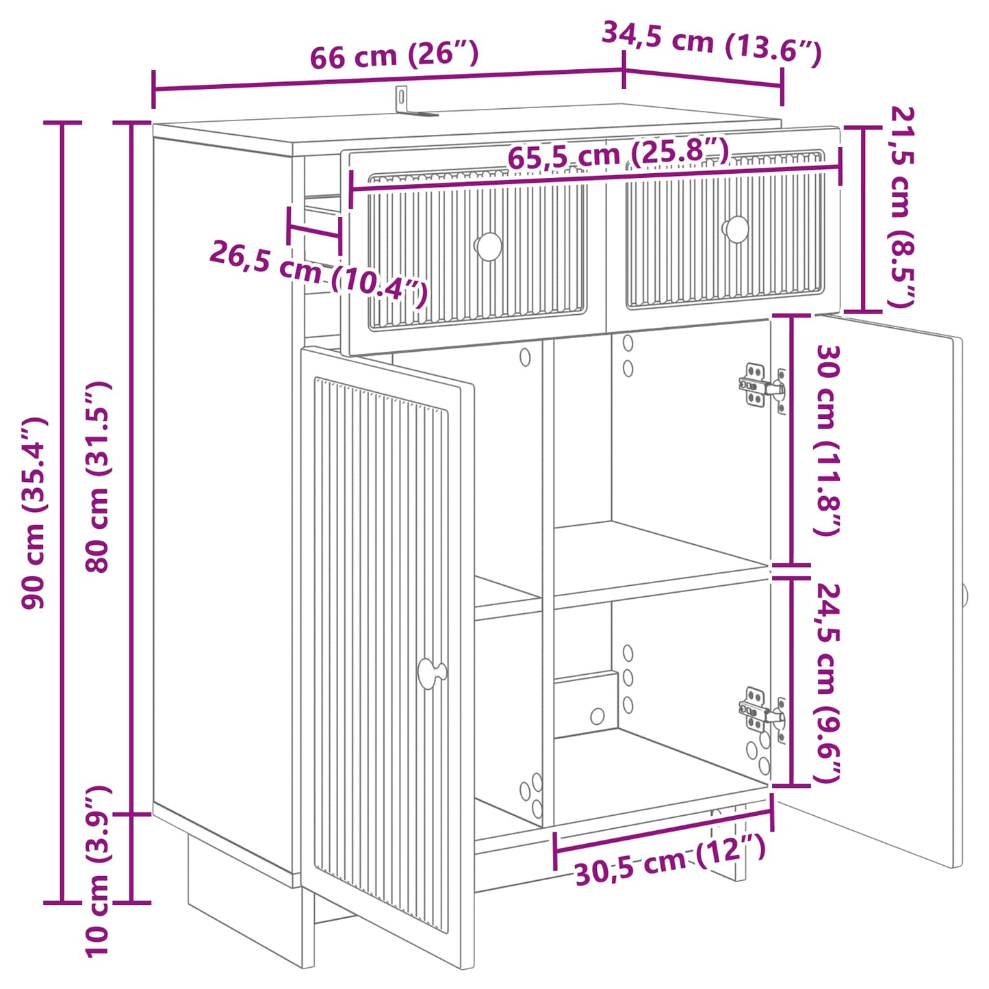 Credenza Rovere Sonoma 66 x 34,5 x 90 cm Legno ingegnerizzato | homemem39