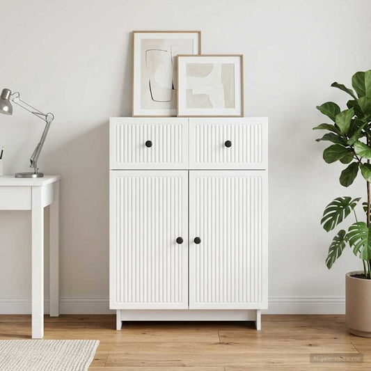 Credenza Bianco Lucido 66 x 34,5 x 90 cm Legno ingegnerizzato