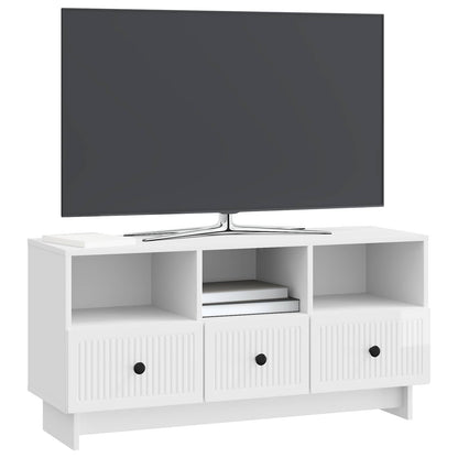 Mobile TV Bianco Lucido 102 x 34,5 x 50 cm Legno ingegnerizzato