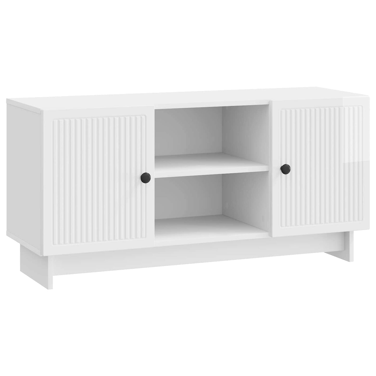 Mobile TV Bianco Lucido 102 x 34,5 x 50 cm Legno multistrato | homemem39