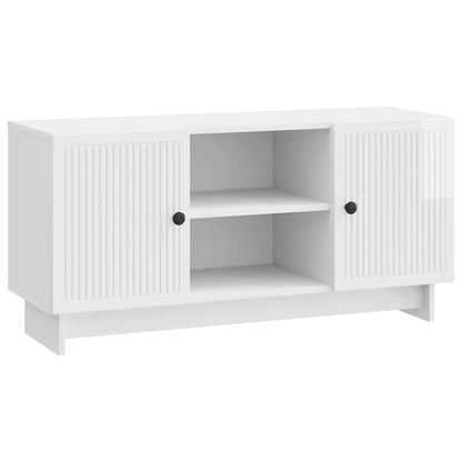 Mobile TV Bianco Lucido 102 x 34,5 x 50 cm Legno multistrato | homemem39