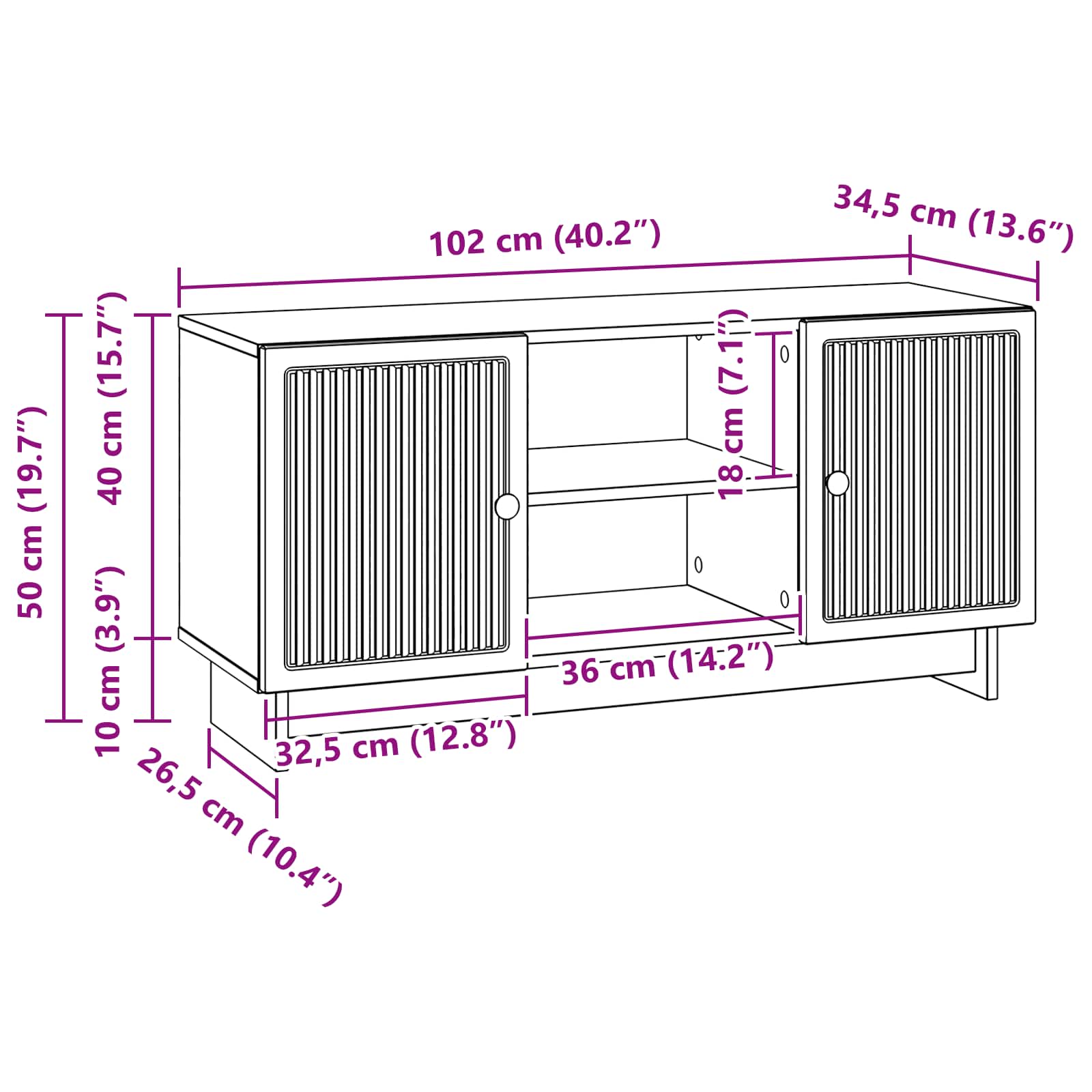 Mobile TV Grigio Sonoma 102 x 34,5 x 50 cm Legno multistrato | homemem39