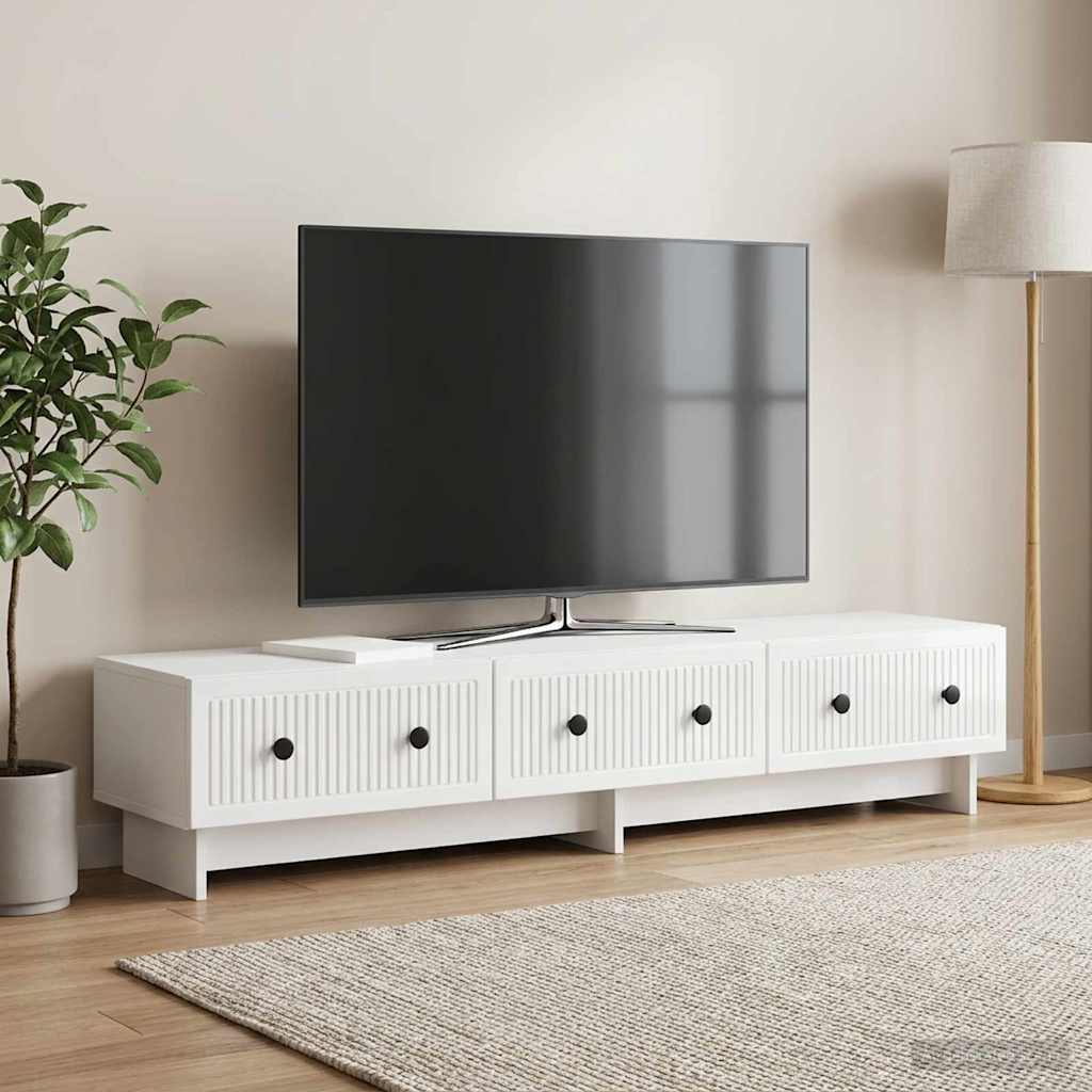 Mobile TV Bianco Lucido 147 x 34,5 x 30 cm Legno ingegnerizzato