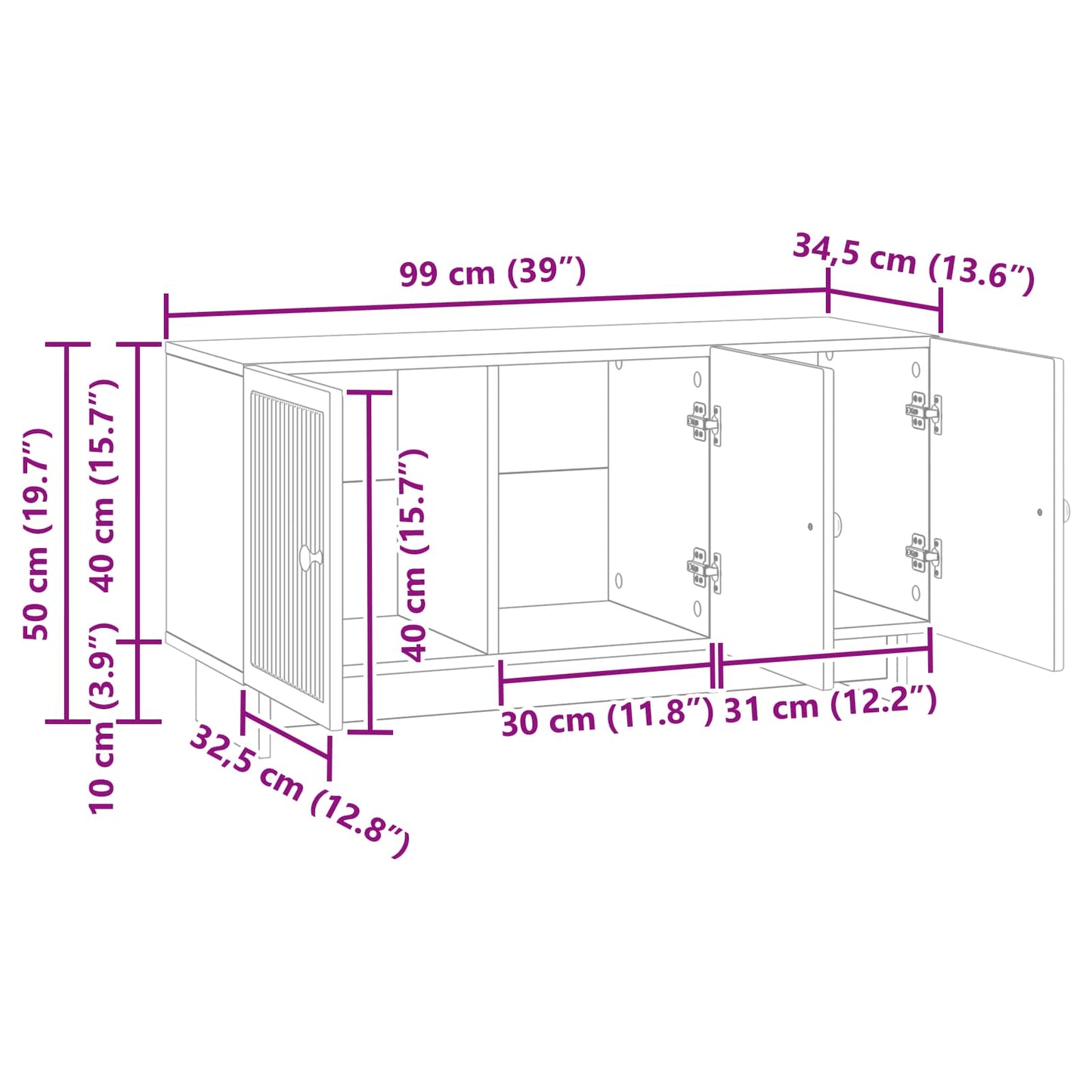 Mobile TV Nero 99 x 34,5 x 50 cm Legno ingegnerizzato | homemem39