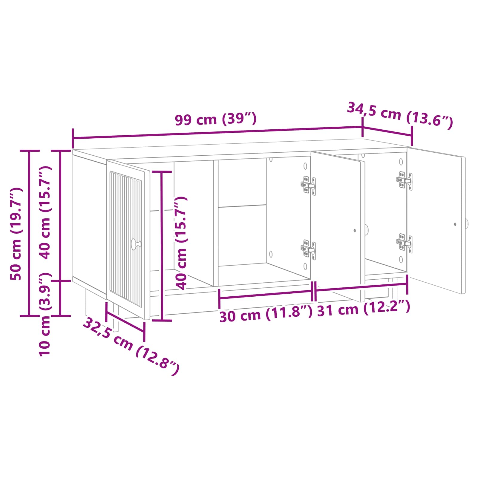 Mobile TV Rovere Fumo 99 x 34,5 x 50 cm Legno ingegnerizzato | homemem39
