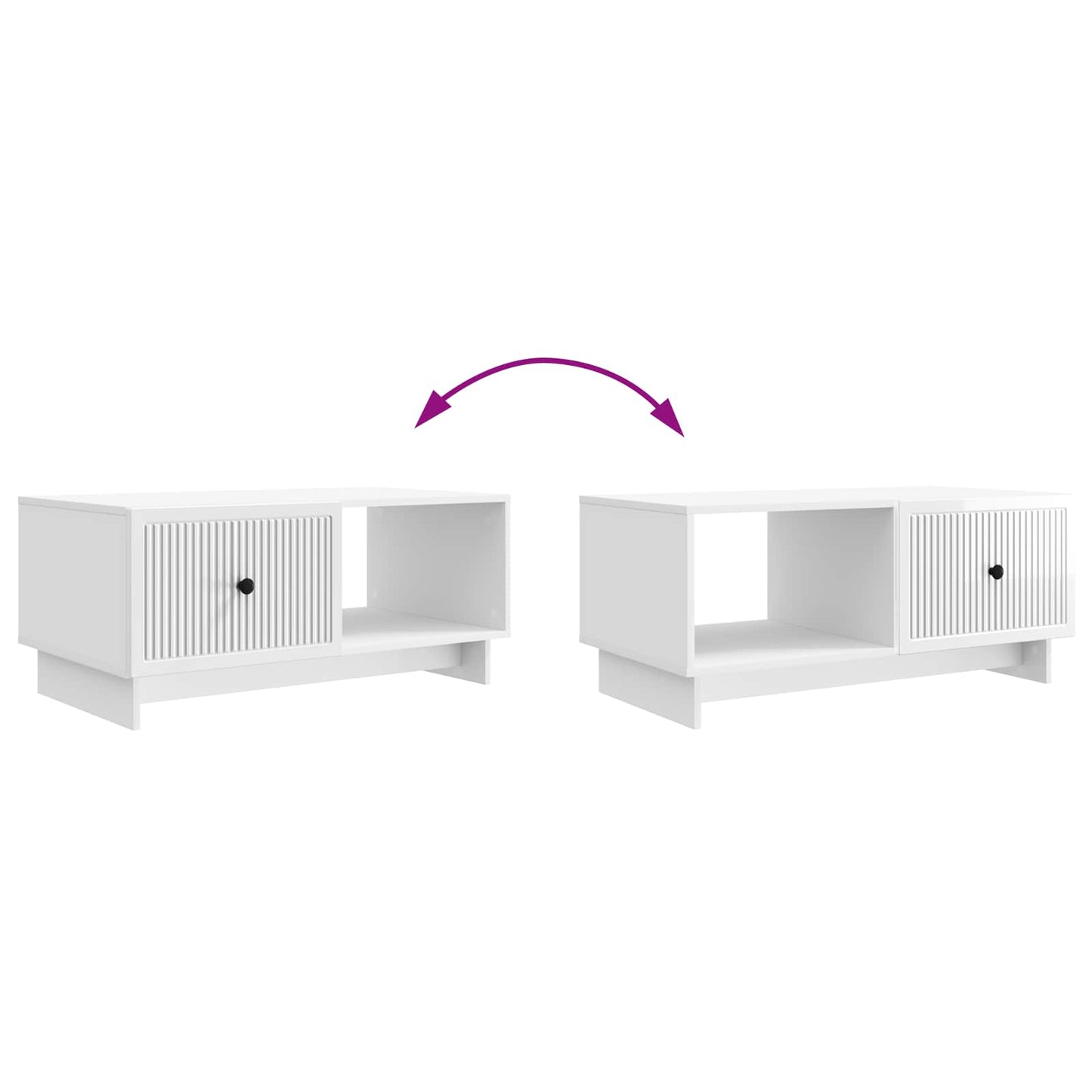 Tavolino da salotto Bianco Lucido 90 x 50 x 40 cm | homemem39