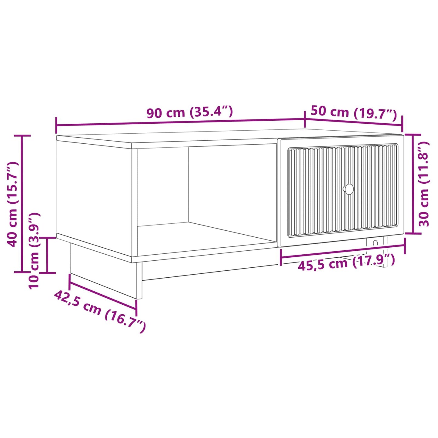 Tavolino da salotto Bianco Lucido 90 x 50 x 40 cm | homemem39