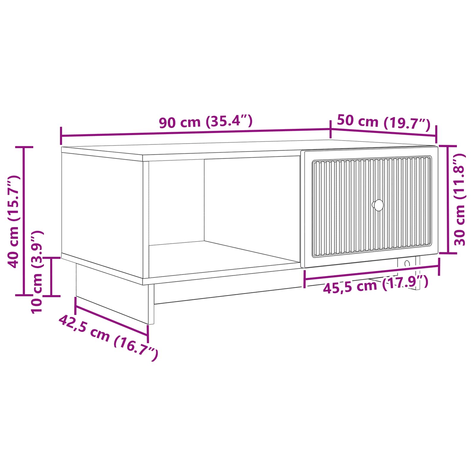 Tavolino da salotto Bianco Lucido 90 x 50 x 40 cm | homemem39