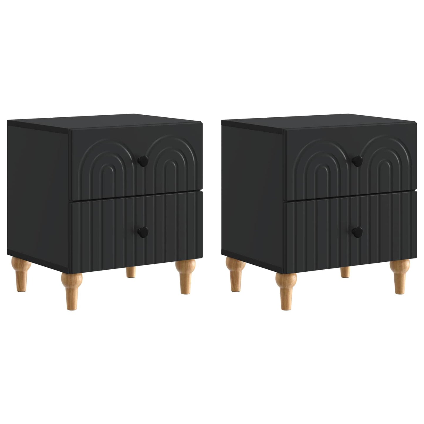 Armadio da Notte con cassetto 2 pcs Nero 43 x 34,5 x 48 cm | homemem39