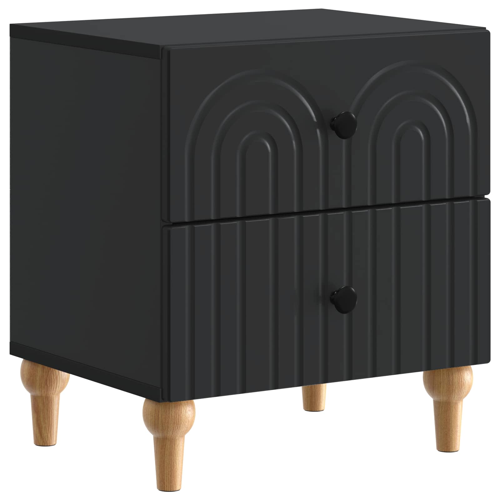 Armadio da Notte con cassetto 2 pcs Nero 43 x 34,5 x 48 cm | homemem39
