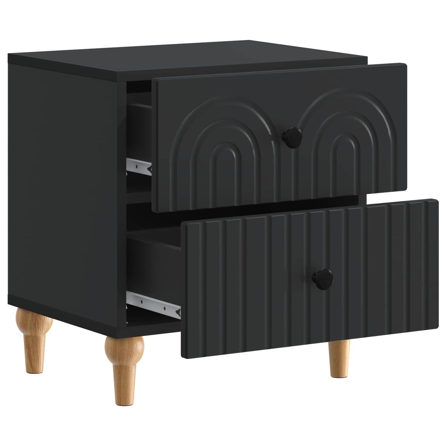 Armadio da Notte con cassetto 2 pcs Nero 43 x 34,5 x 48 cm | homemem39