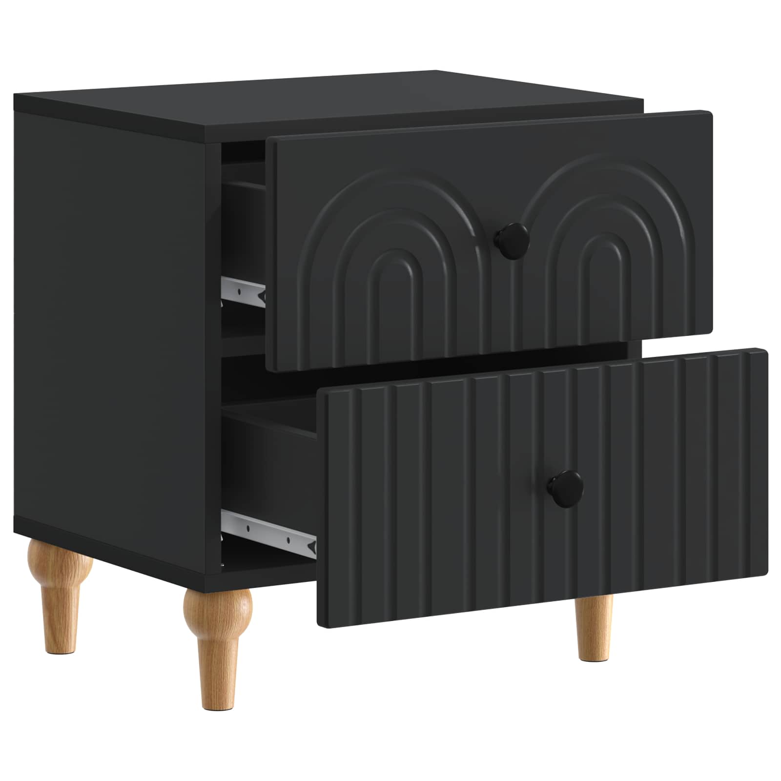 Armadio da Notte con cassetto 2 pcs Nero 43 x 34,5 x 48 cm | homemem39