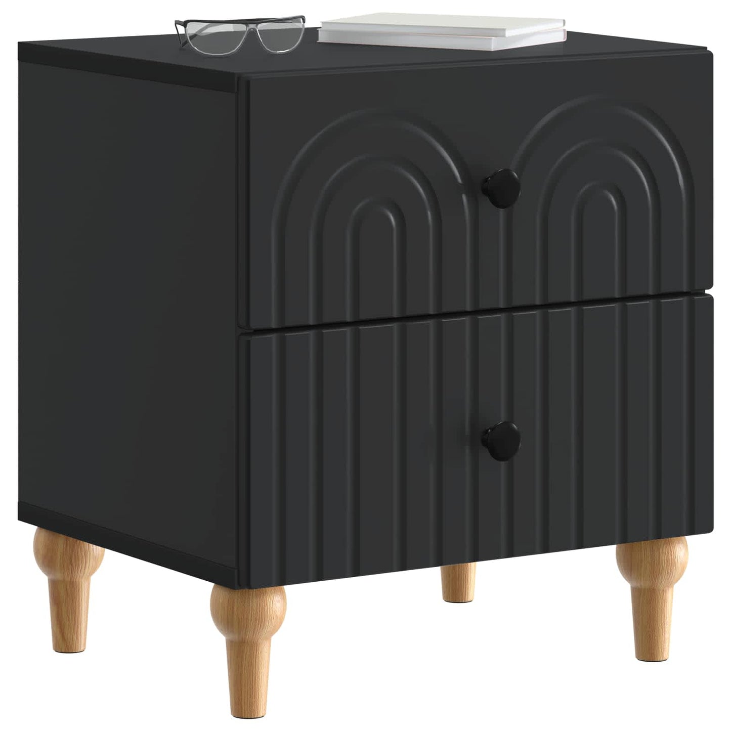 Armadio da Notte con cassetto 2 pcs Nero 43 x 34,5 x 48 cm | homemem39