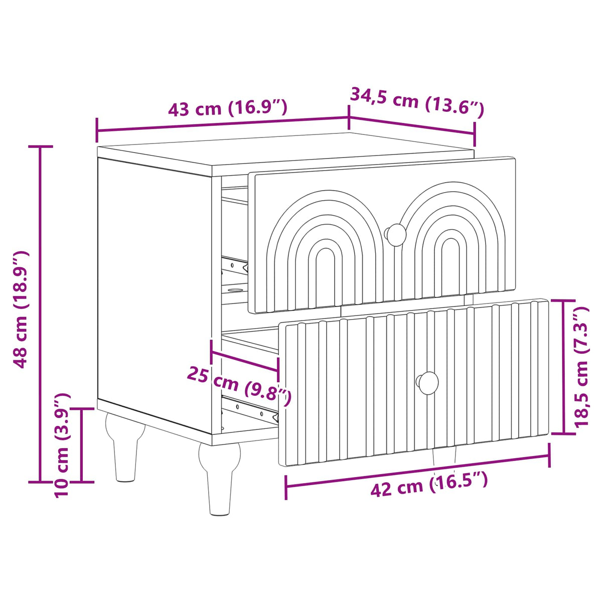 Armadio da Notte con cassetto Rovere Sonoma 43 x 34,5 x 48 cm | homemem39