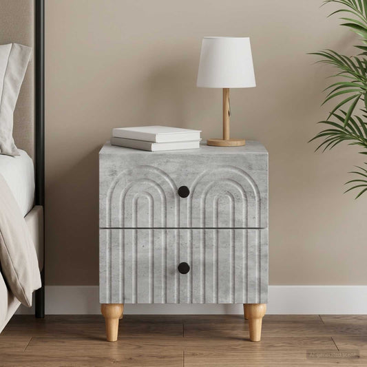 Armadio da Notte con cassetto Grigio Cemento 43 x 34,5 x 48 cm
