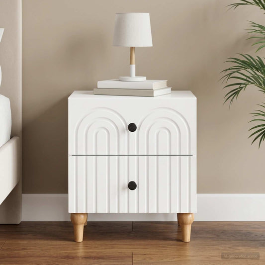 Armadio da Notte con cassetto Bianco Lucido 43 x 34,5 x 48 cm
