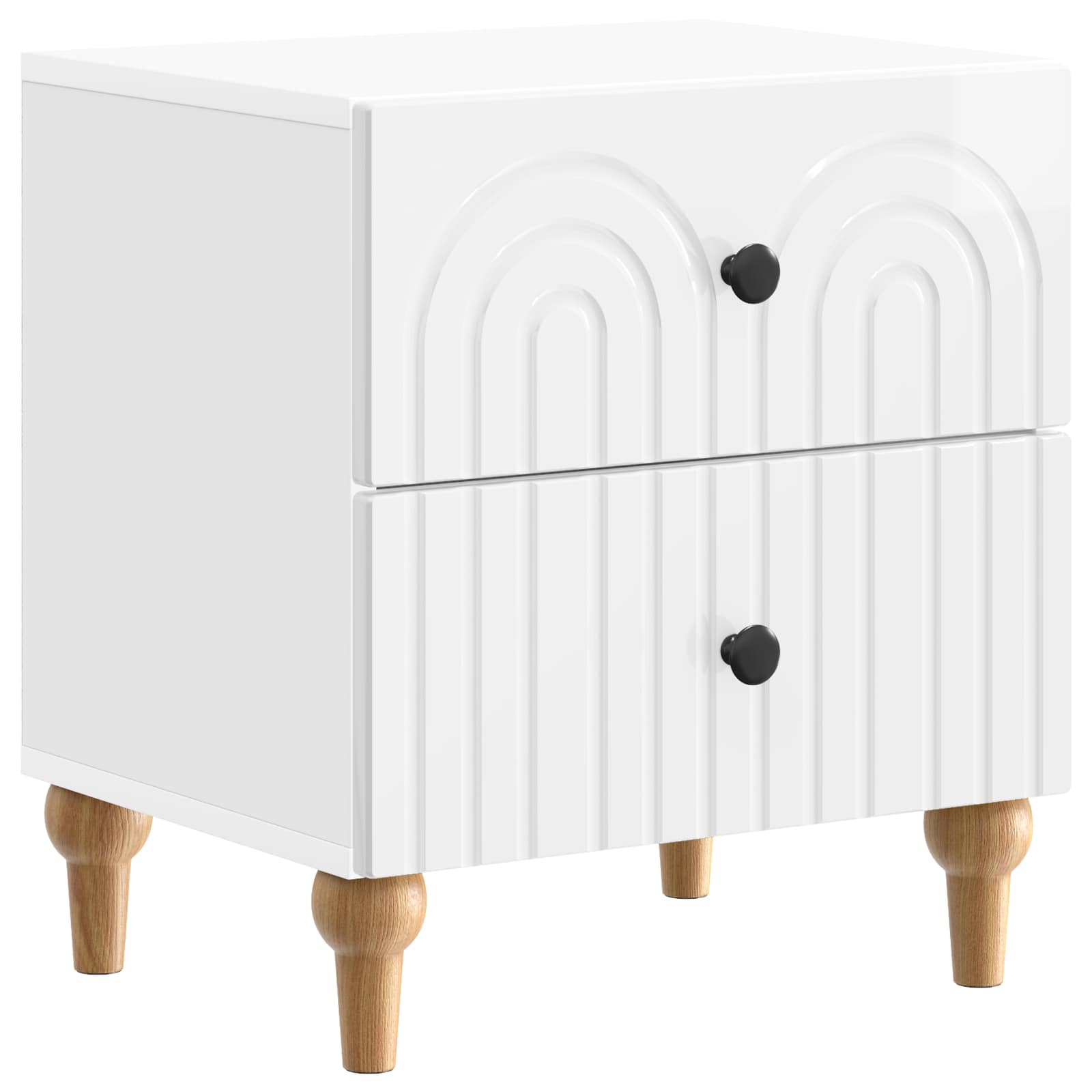 Armadio da Notte con cassetto Bianco Lucido 43 x 34,5 x 48 cm | homemem39