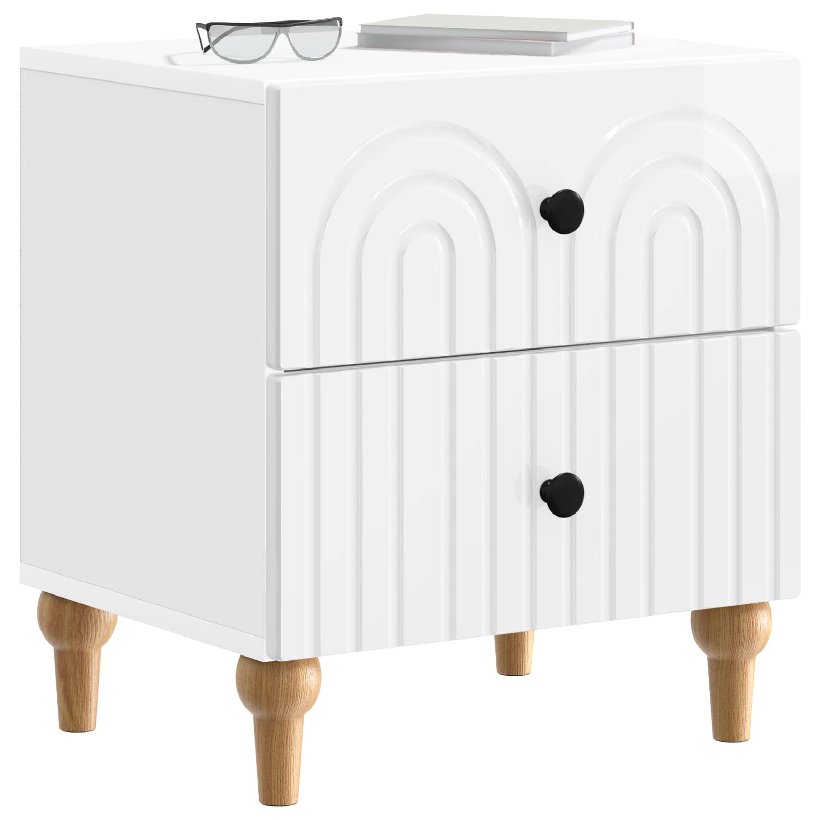 Armadio da Notte con cassetto Bianco Lucido 43 x 34,5 x 48 cm | homemem39