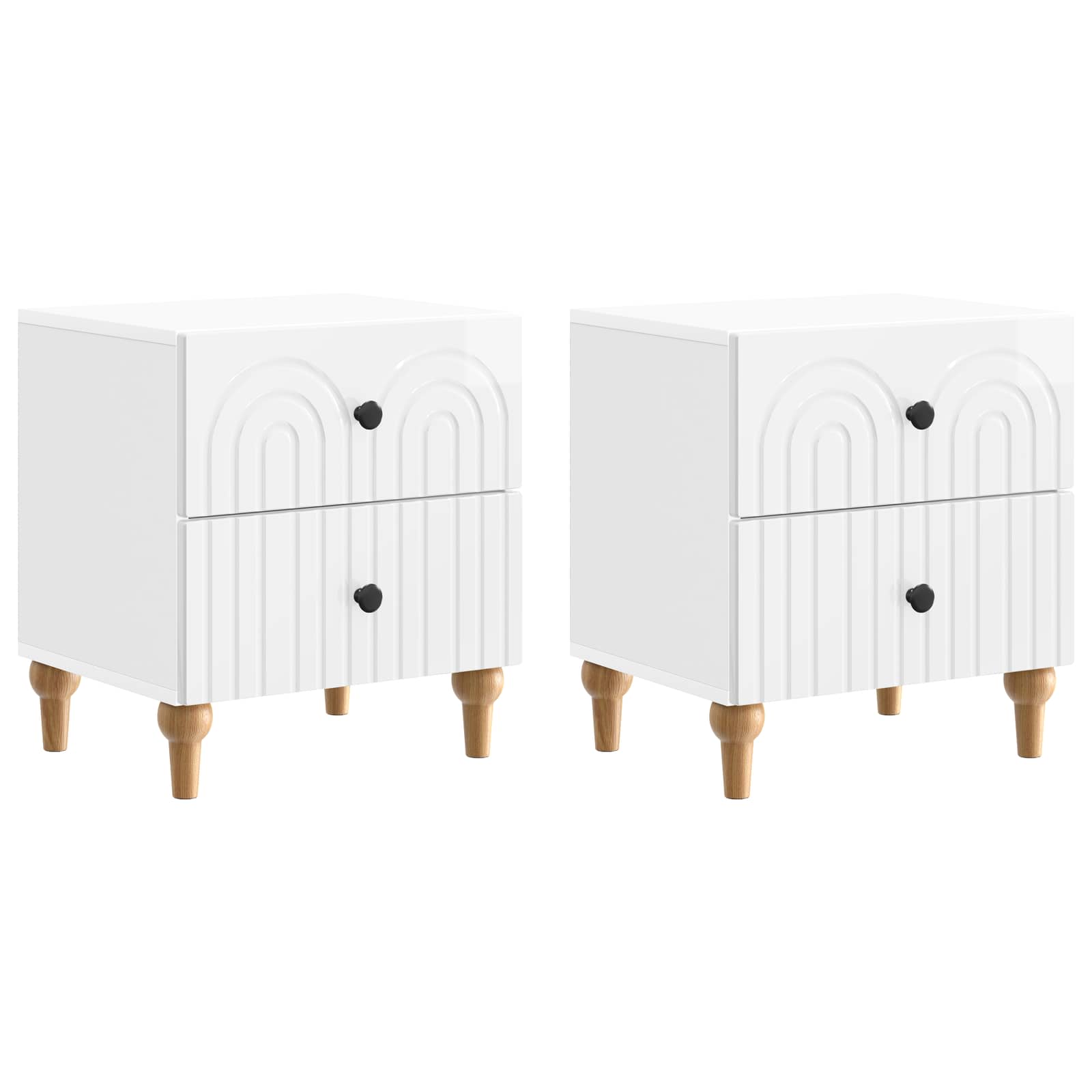 Armadio da Notte 2 pcs Bianco Lucido 43 x 34,5 x 48 cm | homemem39