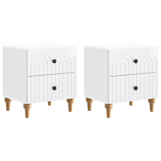 Armadio da Notte 2 pcs Bianco Lucido 43 x 34,5 x 48 cm | homemem39