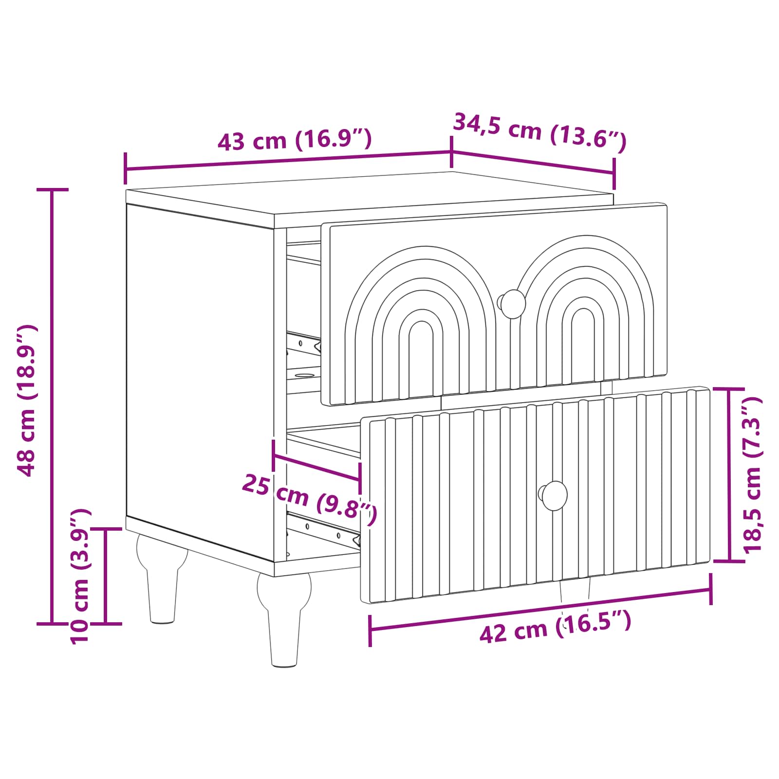 Armadio da Notte 2 pcs Rovere Fumo 43 x 34,5 x 48 cm | homemem39