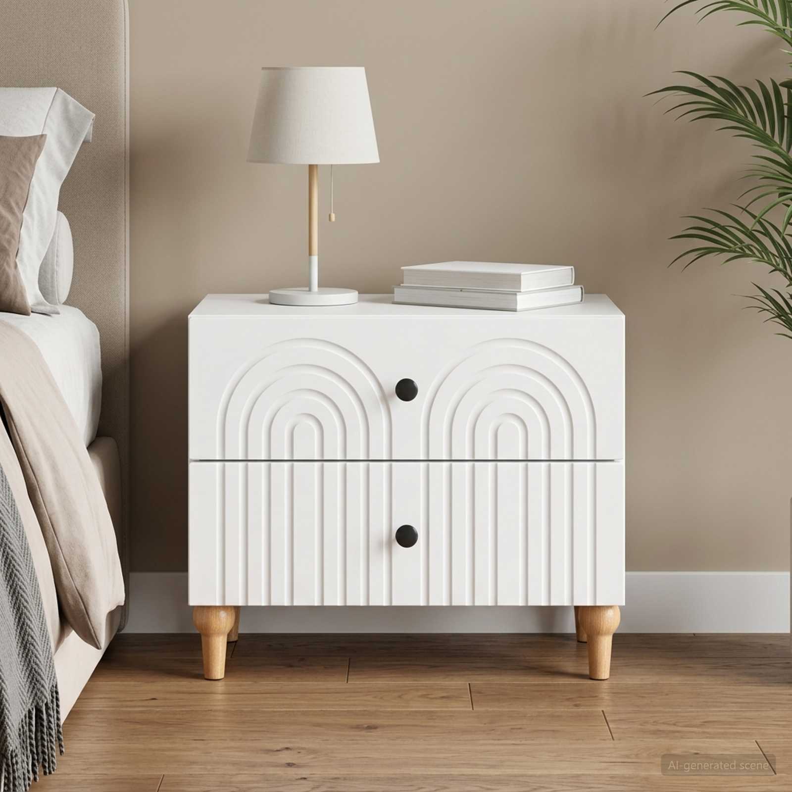 Armadio da Notte Bianco 62 x 34,5 x 48 cm Legno ingegnerizzato | homemem39