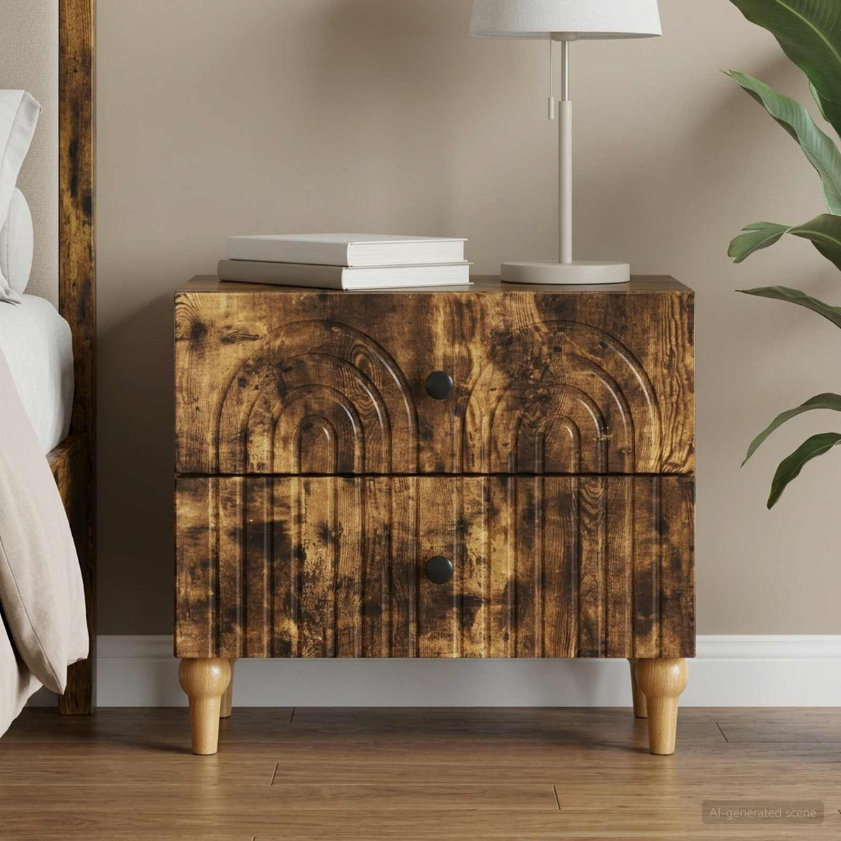 Armadio da Notte con cassetto Rovere Fumo 62 x 34,5 x 48 cm - homemem39