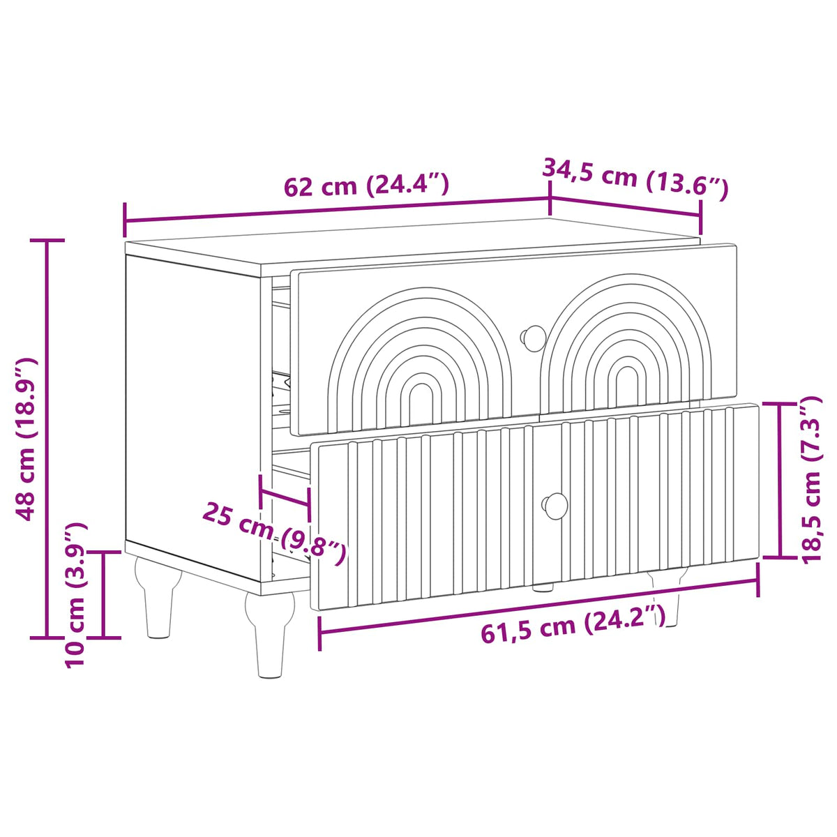 Armadio da Notte con cassetto Rovere Fumo 62 x 34,5 x 48 cm - homemem39