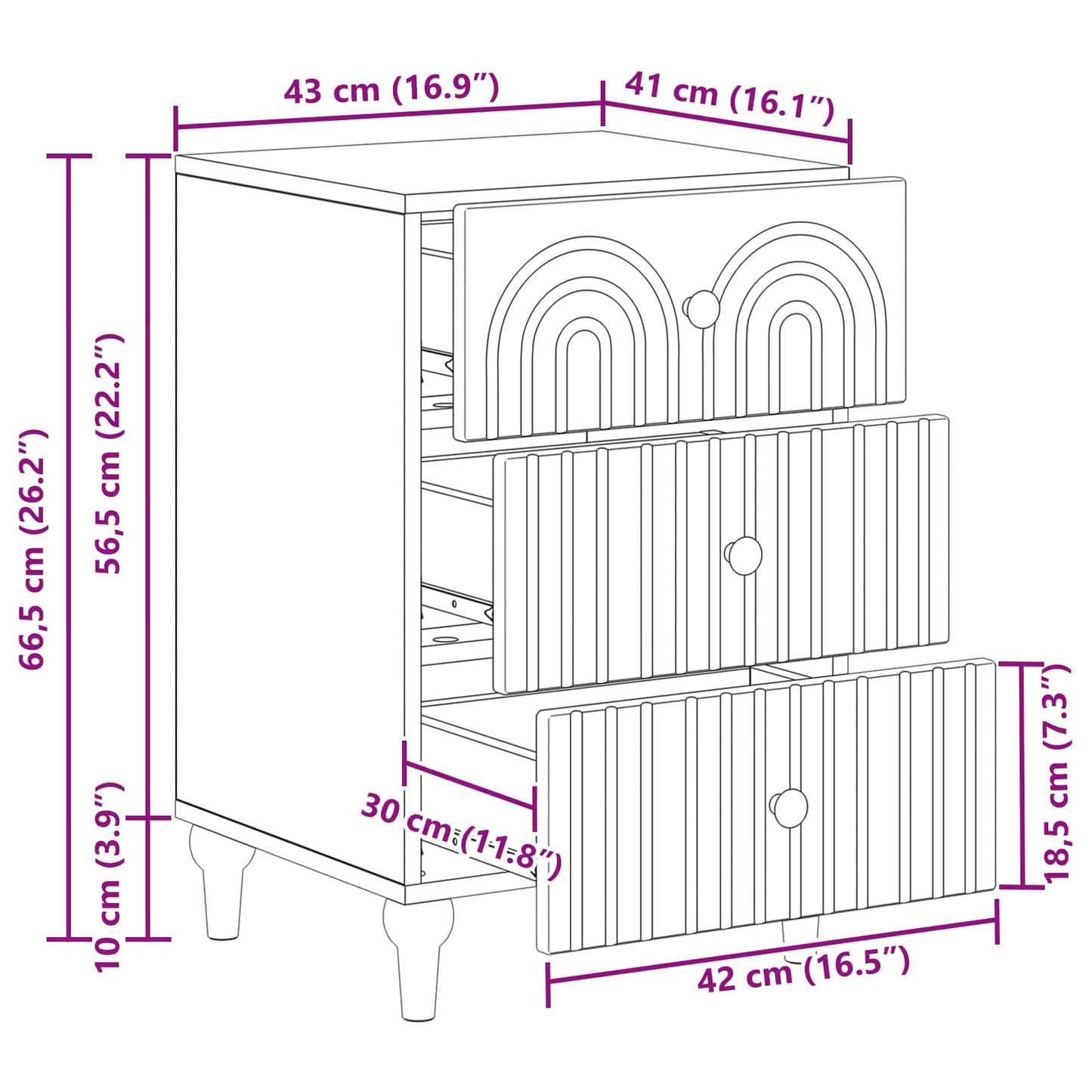 Armadio da Notte con cassetto Grigio Cemento 43x 41 x 66,5 cm