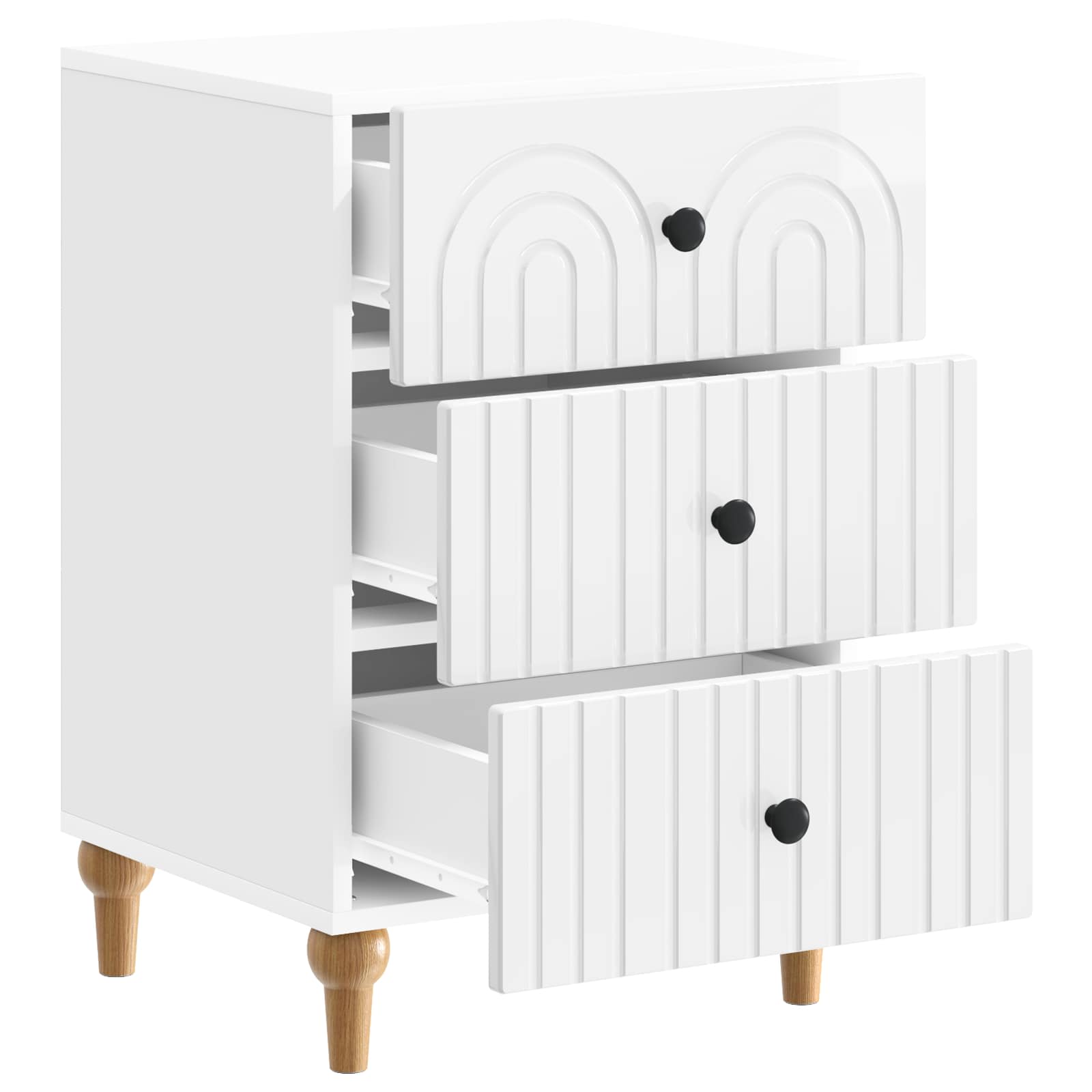 Armadio da Notte con cassetto Bianco Lucido 43x 41 x 66,5 cm | homemem39