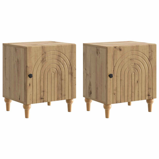 Armadio da Notte 2 pcs Rovere Artigianale 43 x 34,5 x 50 cm | homemem39