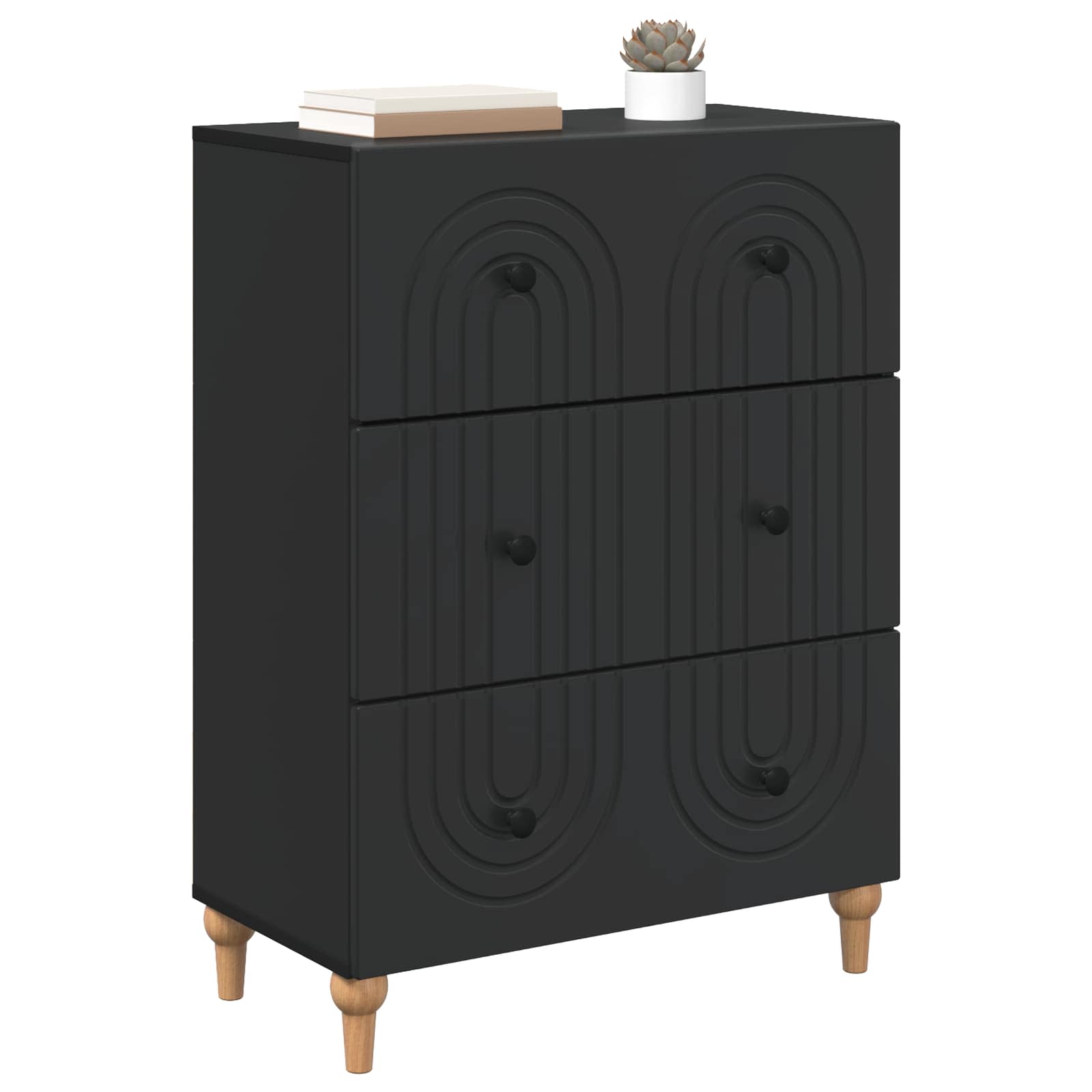 Mobile con Cassetti Nero 66 x 34,5 x 90 cm Legno ingegnerizzato | homemem39