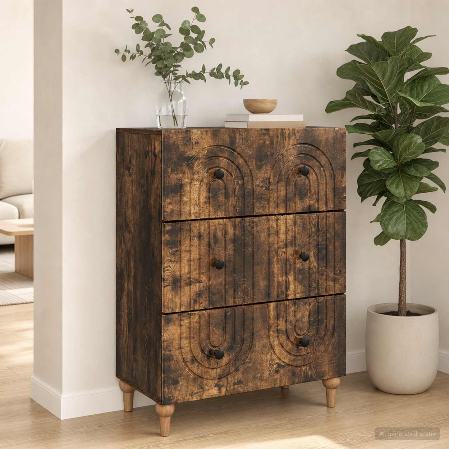 Mobile con Cassetti Rovere Fumo 66 x 34,5 x 90 cm