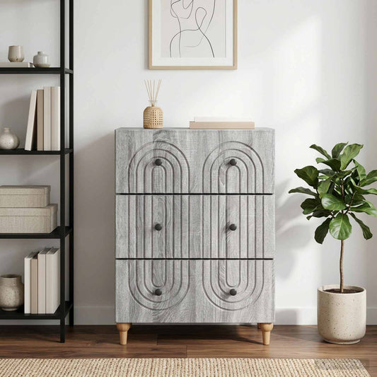 Mobile con Cassetti Grigio Sonoma 66 x 34,5 x 90 cm