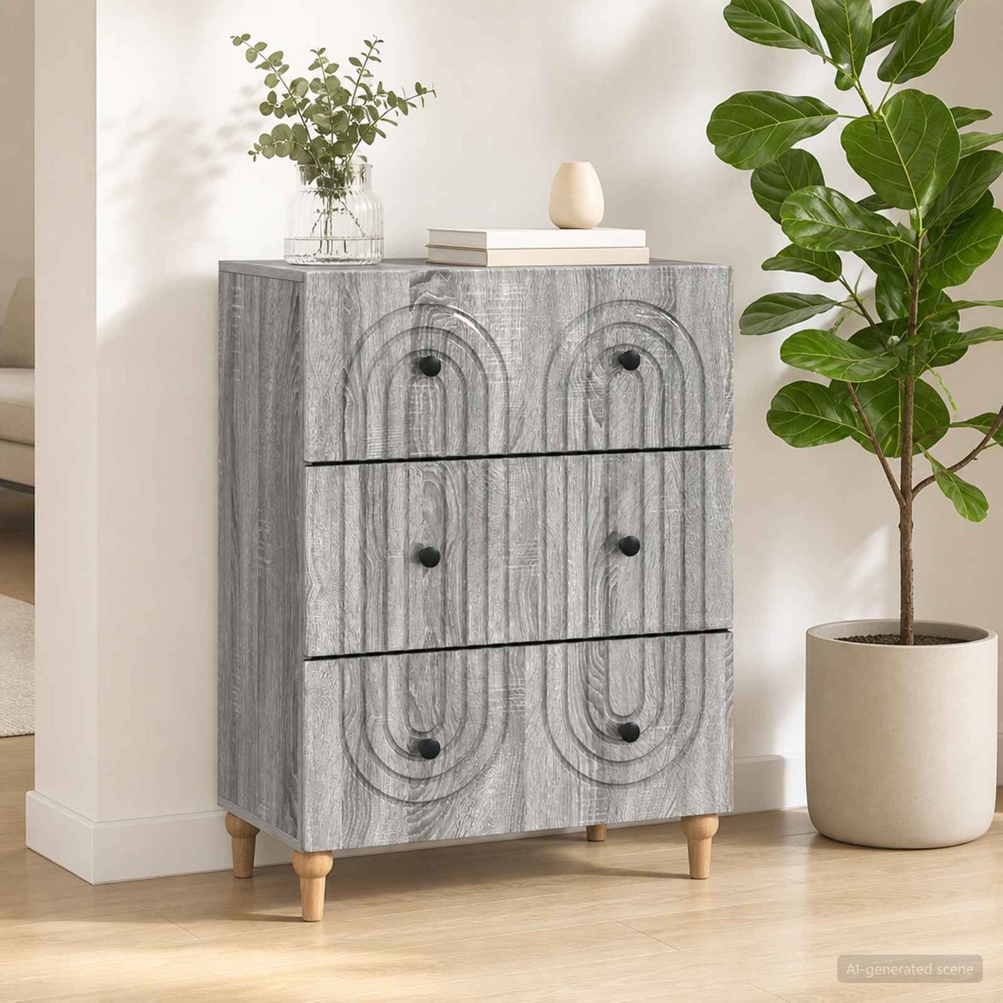 Mobile con Cassetti Grigio Sonoma 66 x 34,5 x 90 cm