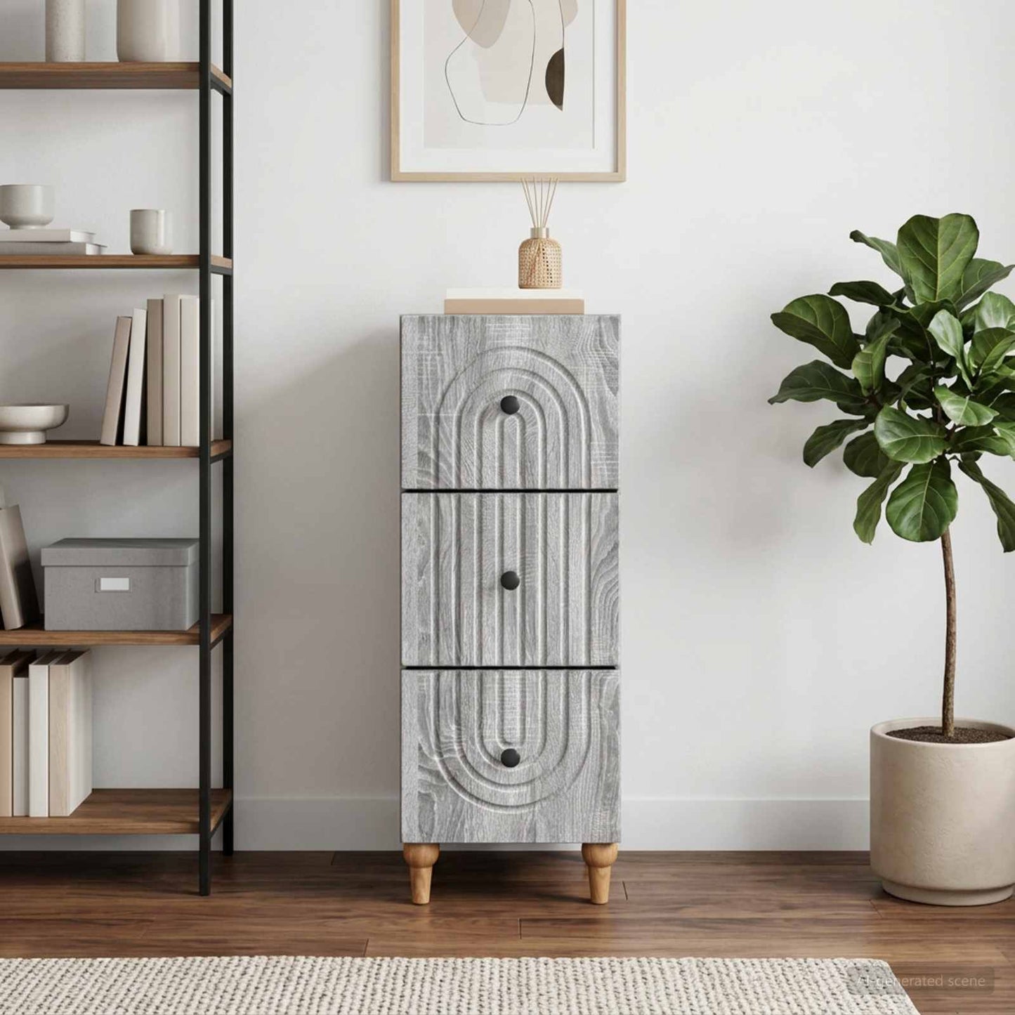 Mobile con Cassetti Grigio Sonoma 33 x 34,5 x 90 cm