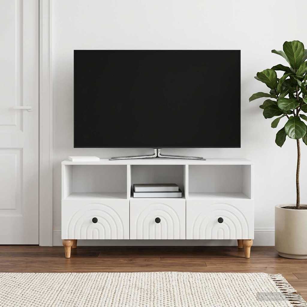 Mobile TV Bianco Lucido 102 x 34,5 x 50 cm Legno ingegnerizzato