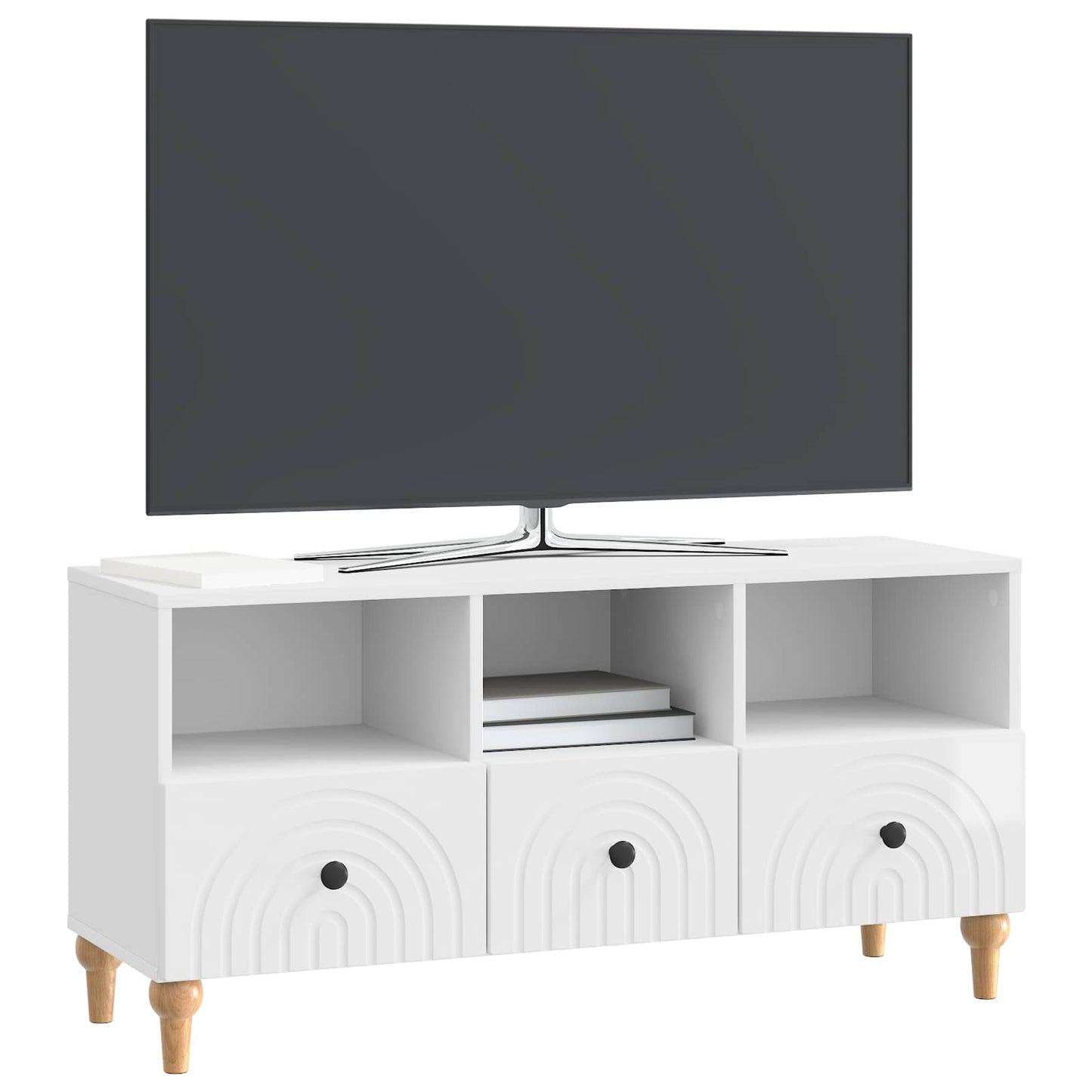 Mobile TV Bianco Lucido 102 x 34,5 x 50 cm Legno ingegnerizzato