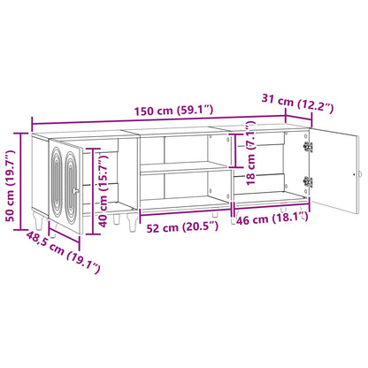 Mobile TV Bianco Lucido 150 x 31 x 50 cm Legno ingegnerizzato | homemem39