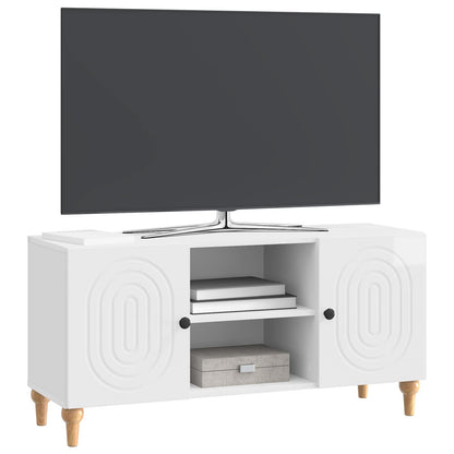 Mobile TV Bianco Lucido 102 x 34,5 x 50 cm Legno ingegnerizzato | homemem39