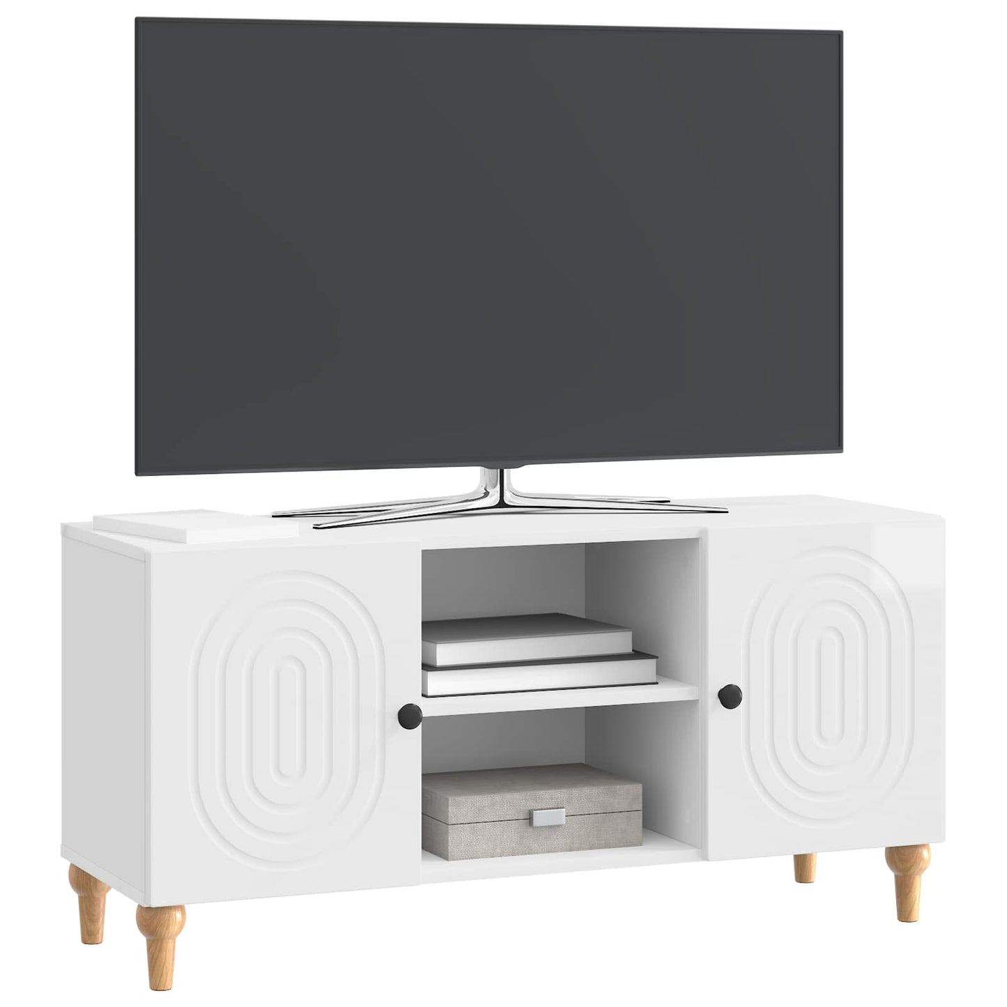 Mobile TV Bianco Lucido 102 x 34,5 x 50 cm Legno ingegnerizzato