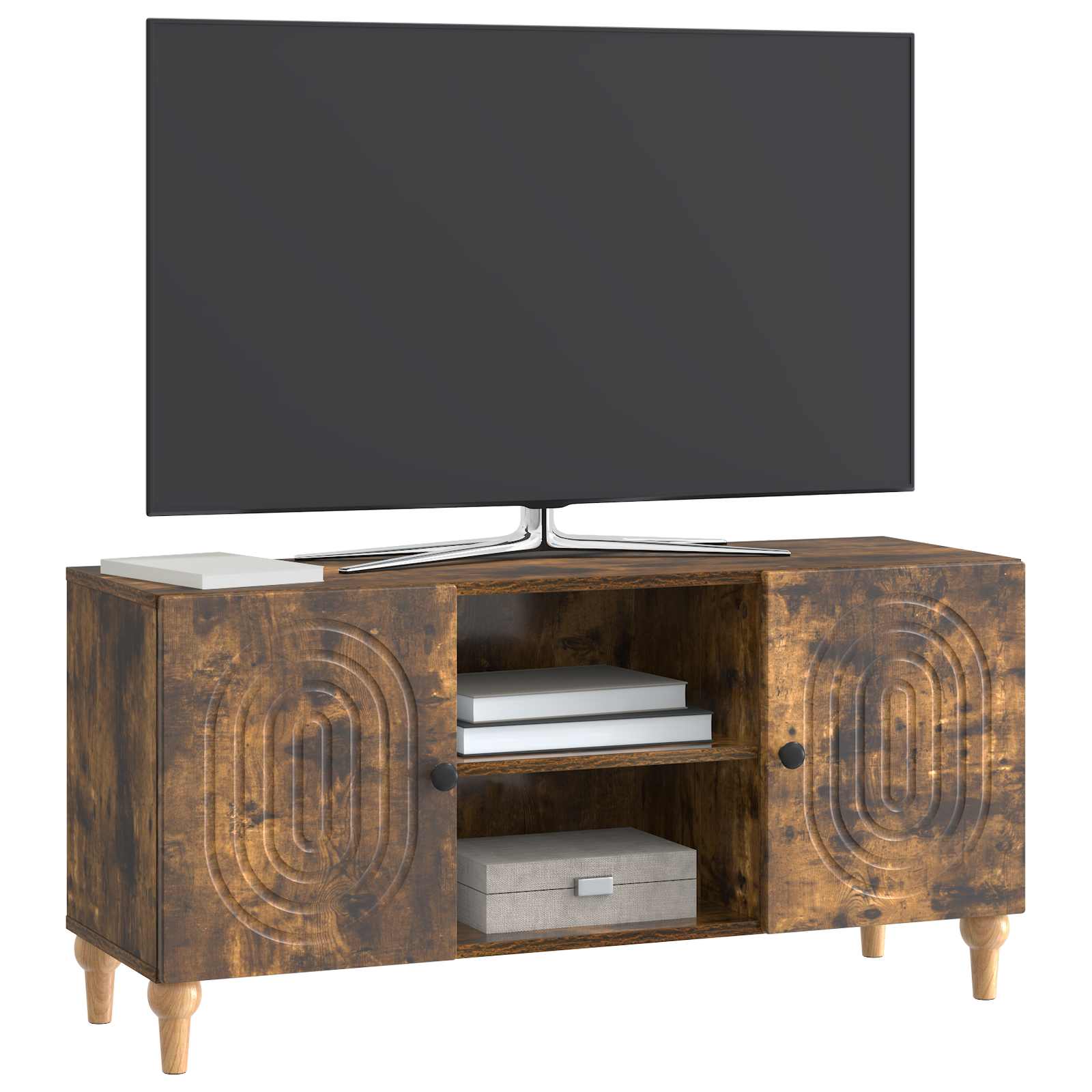 Mobile TV Rovere Fumo 102 x 34,5 x 50 cm Legno ingegnerizzato | homemem39
